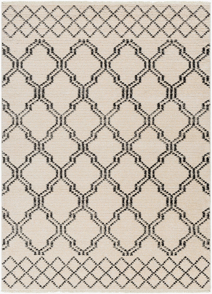 Calico Machine Woven Rug — Black/Cream