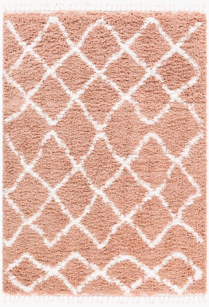 California Shag Machine Woven Rug — Dusty Pink/Off-White