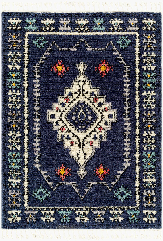 Casablanca Shag Machine Woven Rug — Black/Burgandy