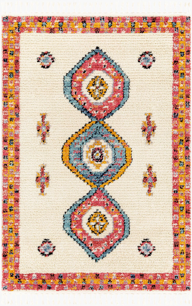Casablanca Shag Machine Woven Rug — Black/Burgandy