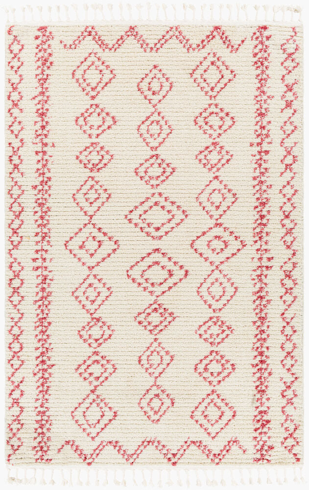 Casablanca Shag Machine Woven Rug — Burgandy/Ivory