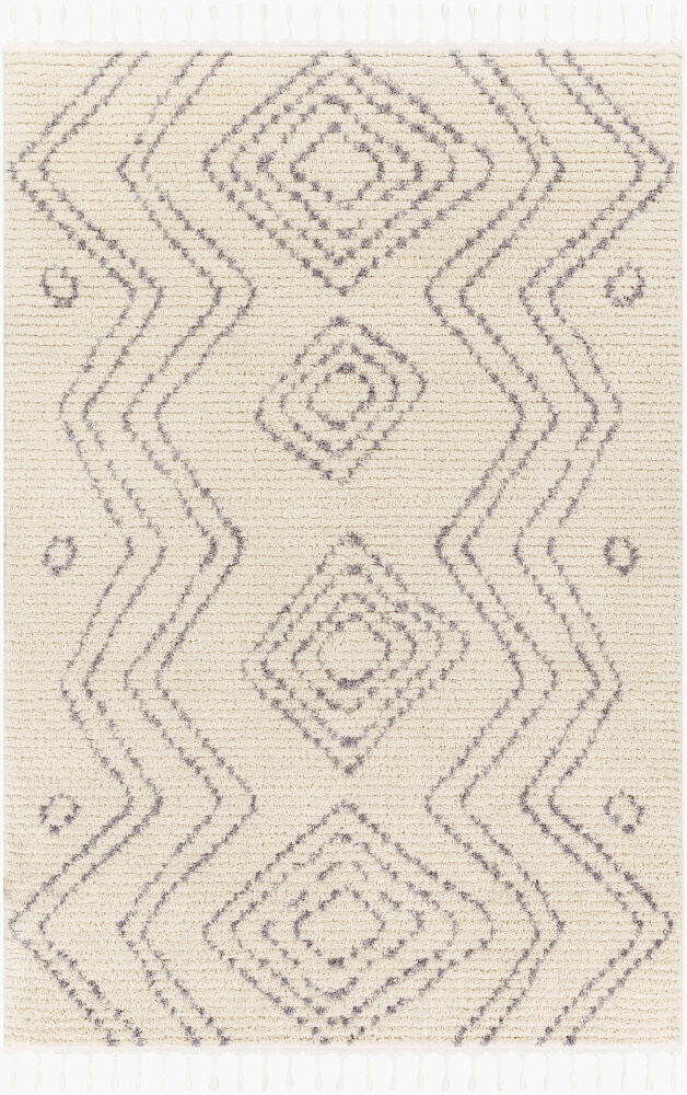 Casablanca Shag Machine Woven Rug — Ivory/Medium Gray