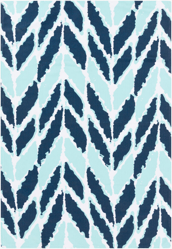 Cape Cod Machine Woven Rug — Aqua/Navy