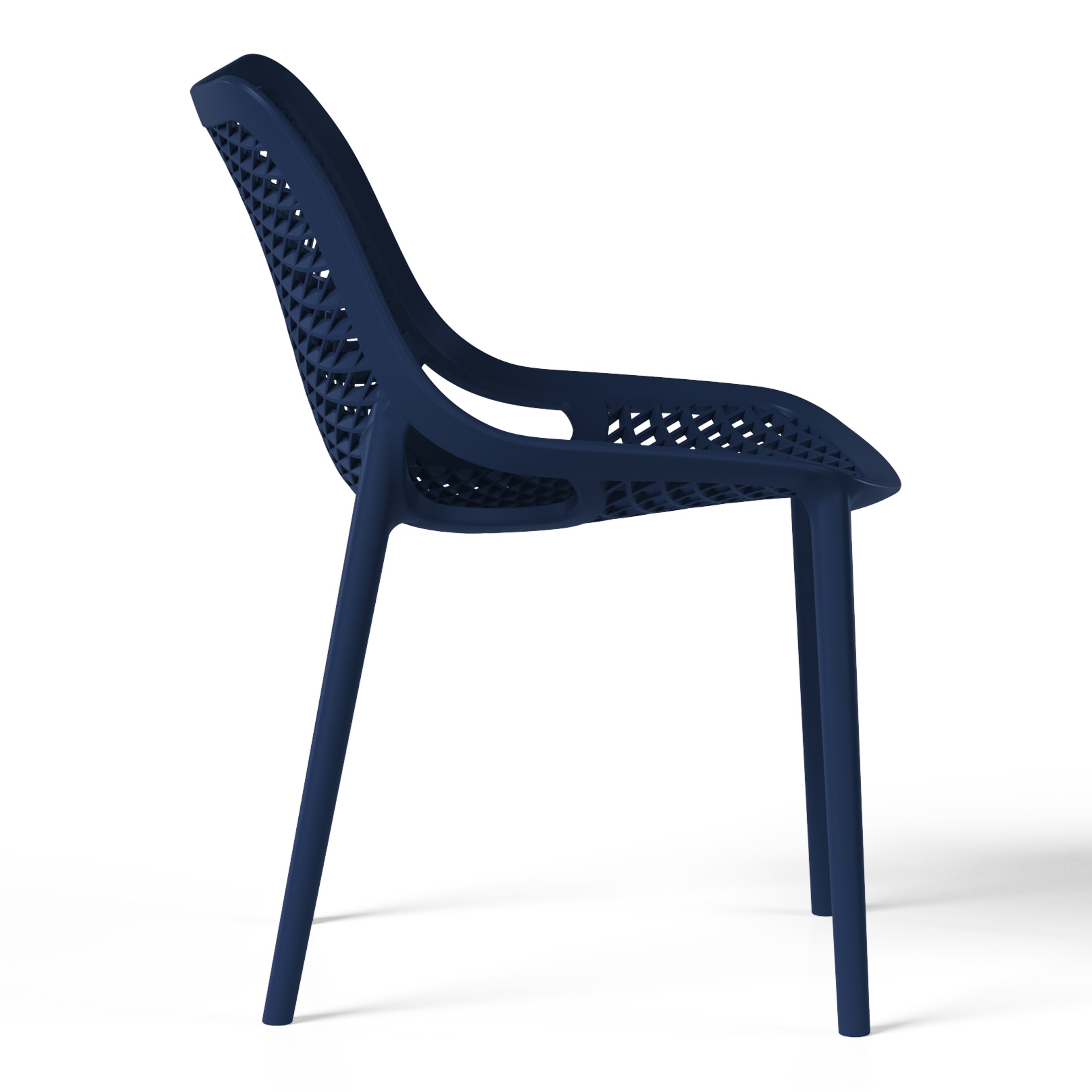 Polyform Stacking Dining Side Chair (Set of 2) Navy Blue Seahawk Designs Patio Dining Chairs