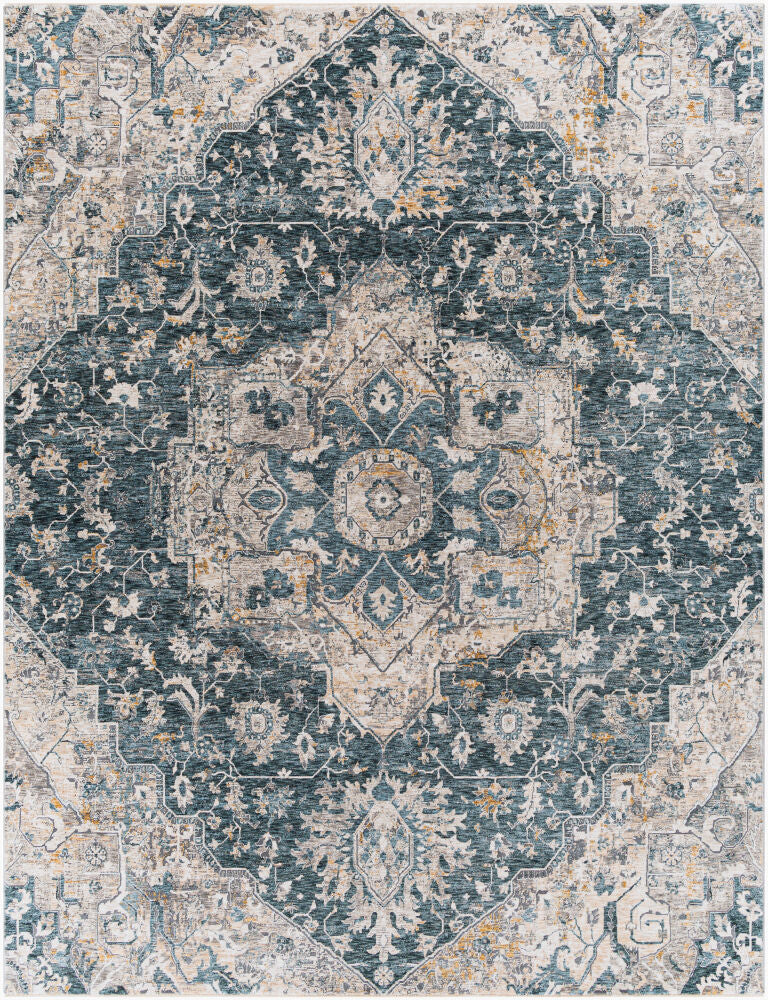 Cardiff Machine Woven Rug — Blue/Camel