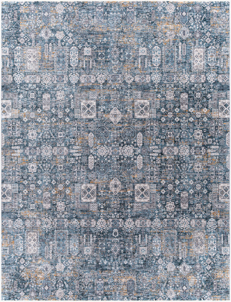 Cardiff Machine Woven Rug — Blue/Camel