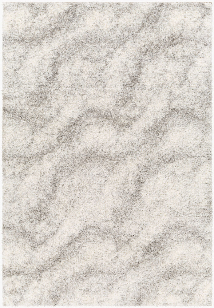 Cloudy Shag Machine Woven Rug — Gray/Off-White