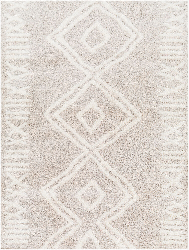 Cloudy Shag Machine Woven Rug — Light Beige/Off-White