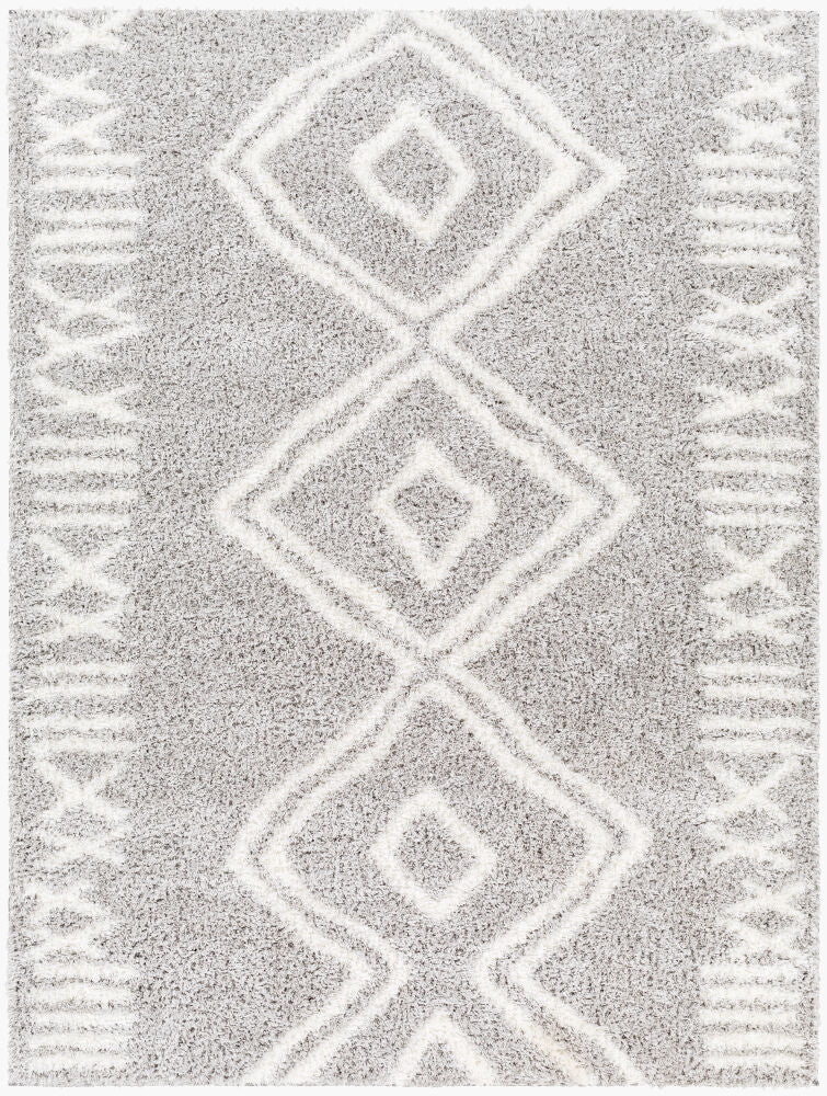 Cloudy Shag Machine Woven Rug — Gray/Off-White