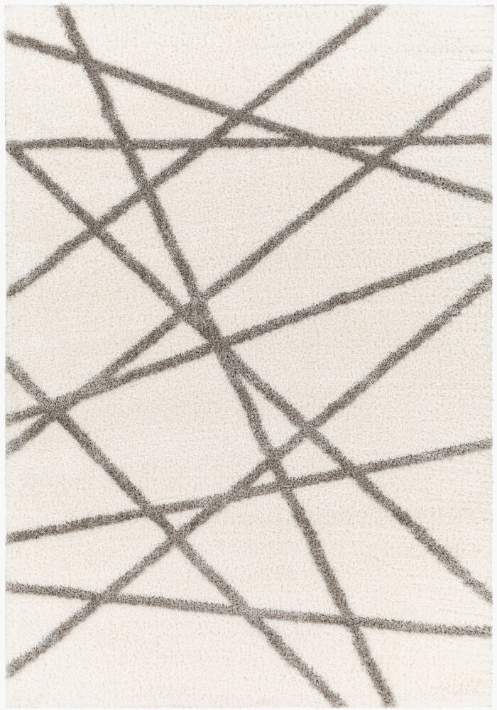 Cloudy Shag Machine Woven Rug — Gray/Off-White