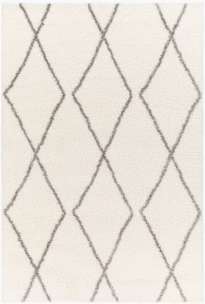Cloudy Shag Machine Woven Rug — Gray/Off-White