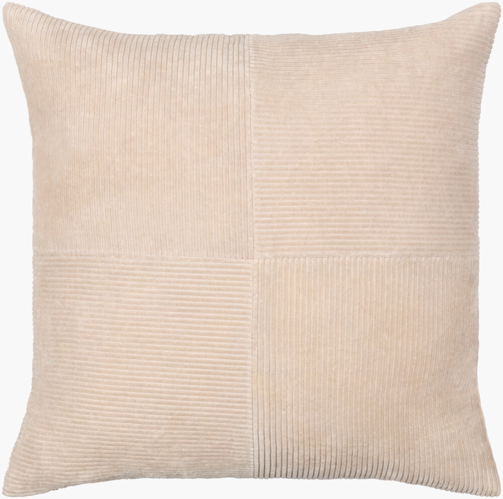 Corduroy Quarters Accent Pillow — Light Beige