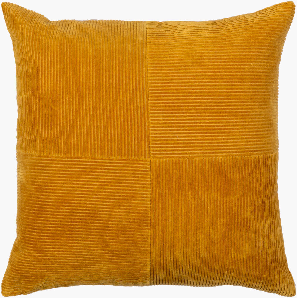 Corduroy Quarters Accent Pillow — Mustard