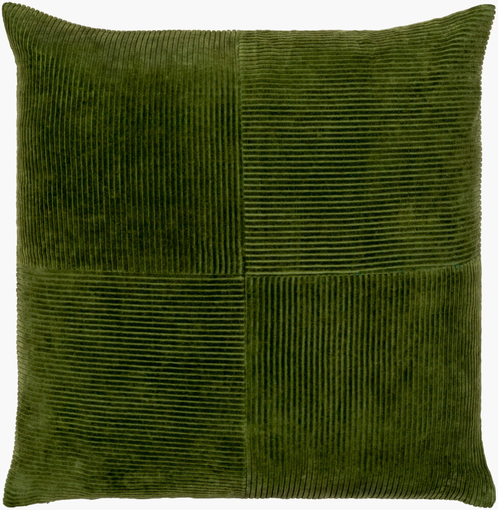 Corduroy Quarters Accent Pillow — Olive
