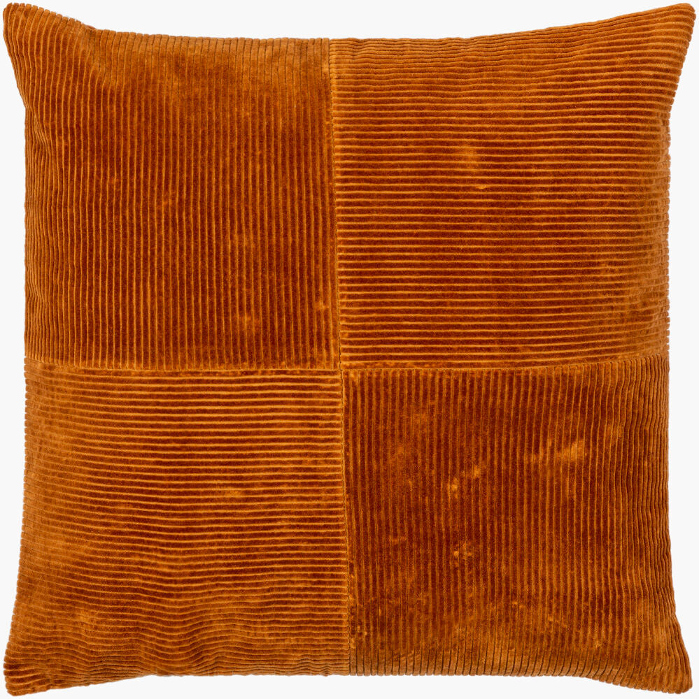 Corduroy Quarters Accent Pillow — Rust