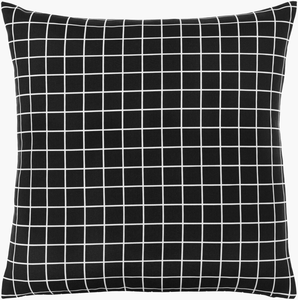 Check Accent Pillow — Black/Off-White
