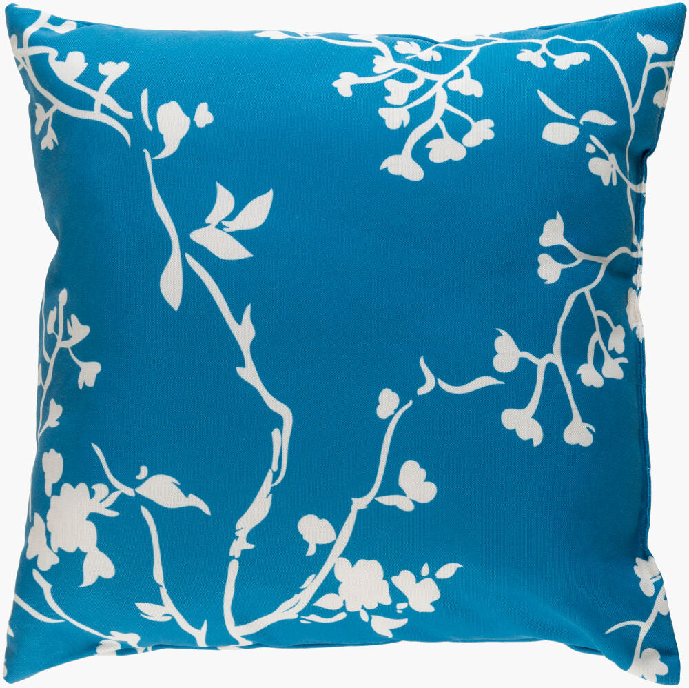 Chinoiserie Floral Accent Pillow — Blue/Cream