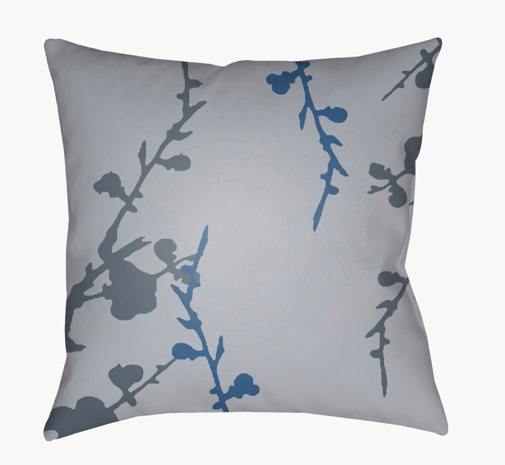 Chinoiserie Floral Accent Pillow — Blue/Pale Blue