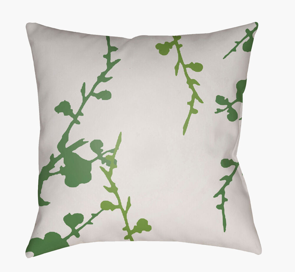 Chinoiserie Floral Accent Pillow — Grass Green/Off-White