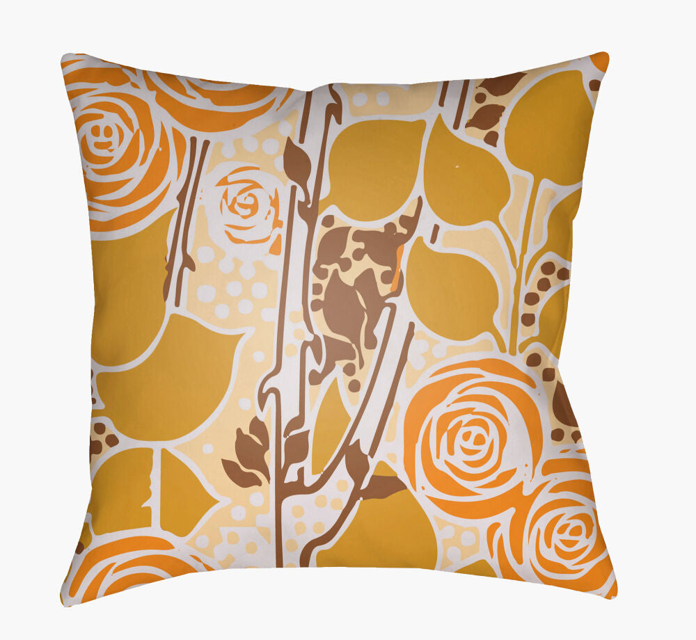 Chinoiserie Floral Accent Pillow — Burnt Orange/Mustard