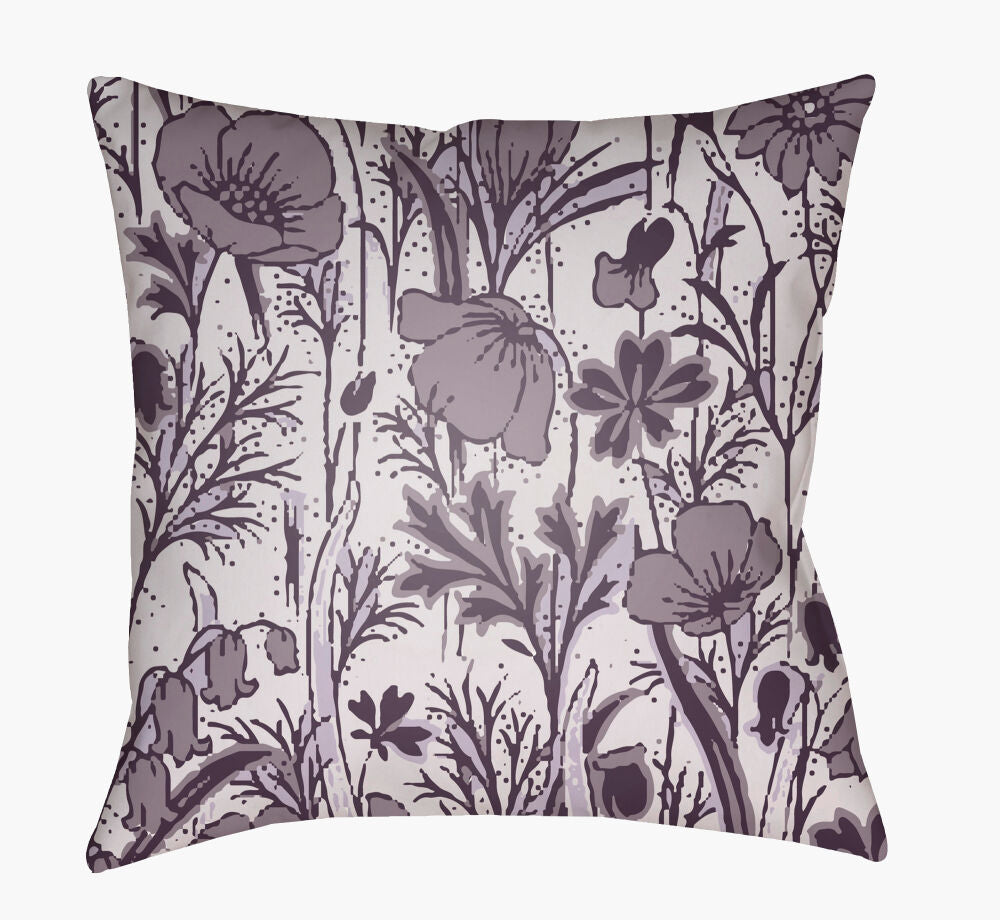 Chinoiserie Floral Accent Pillow — Dark Purple/Lavender