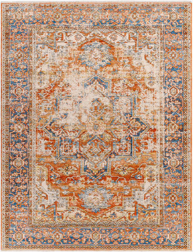 Chicago Machine Woven Rug — Black/Burnt Orange