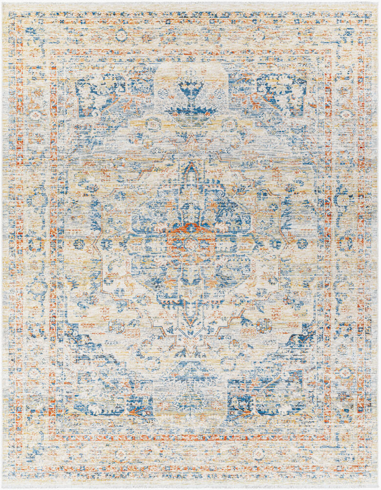 Chicago Machine Woven Rug — Blue/Light Beige