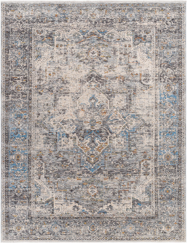 Chicago Machine Woven Rug — Black/Blue