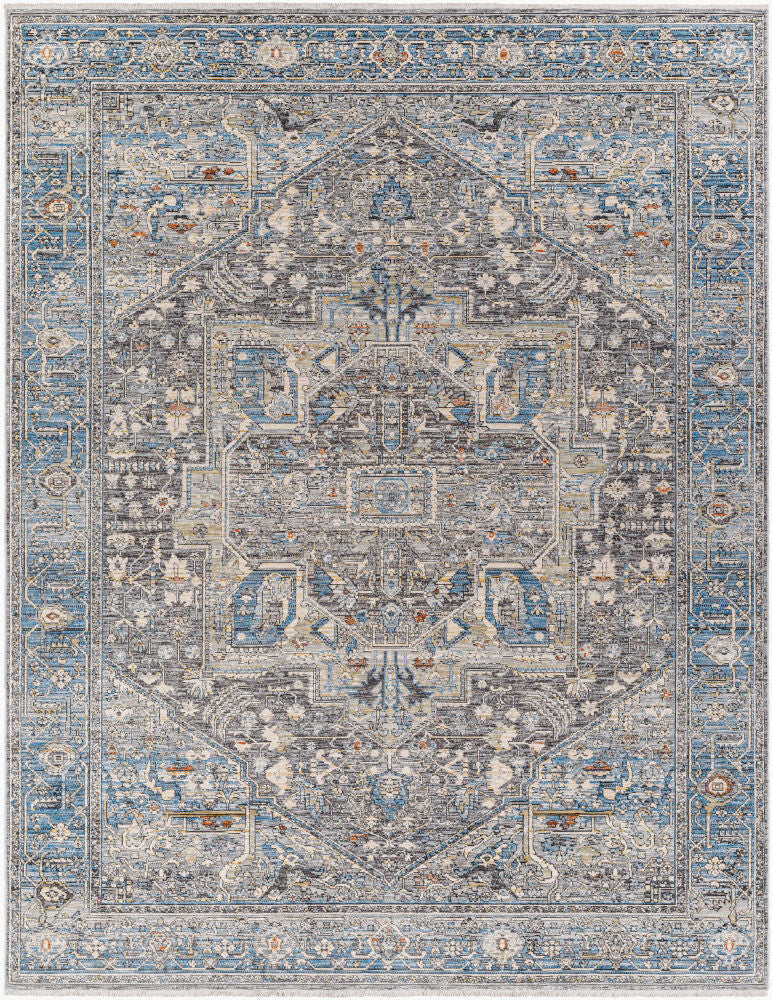 Chicago Machine Woven Rug — Black/Blue