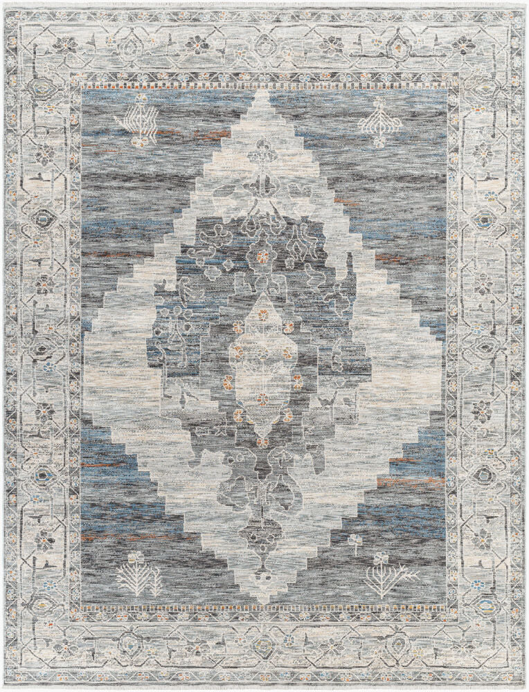 Chicago Machine Woven Rug — Black/Blue