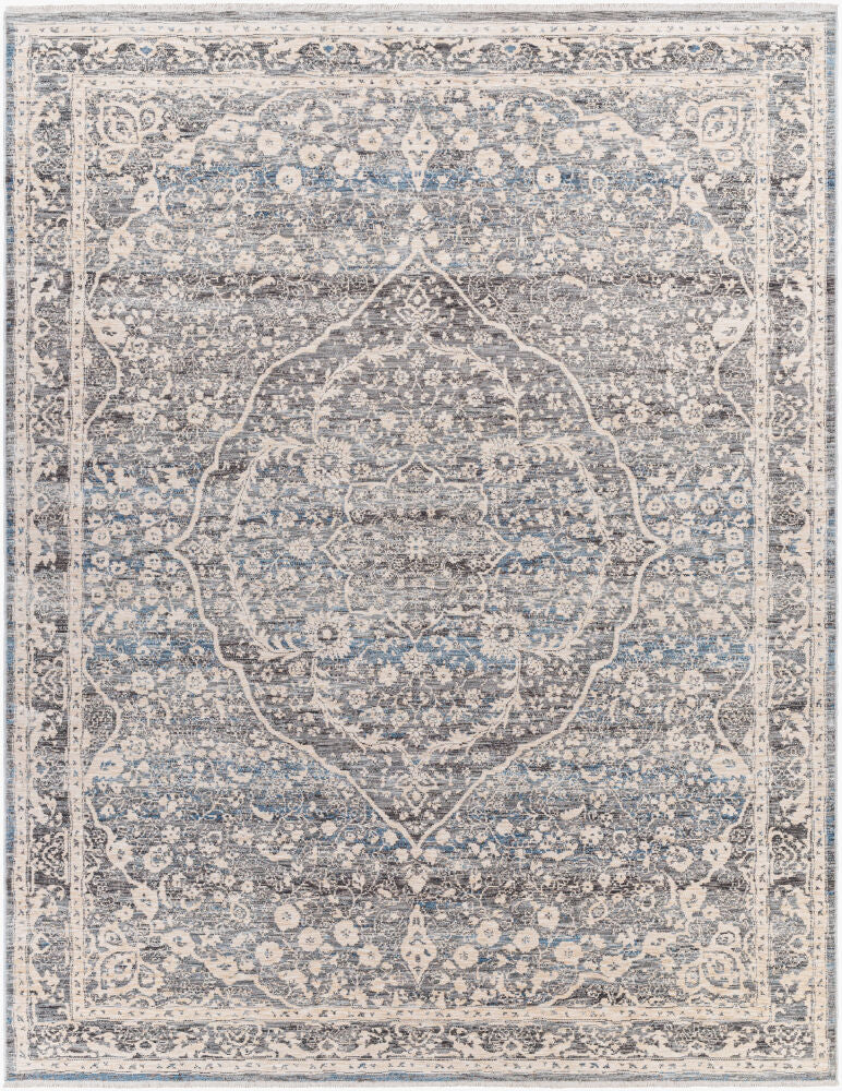 Chicago Machine Woven Rug — Black/Blue