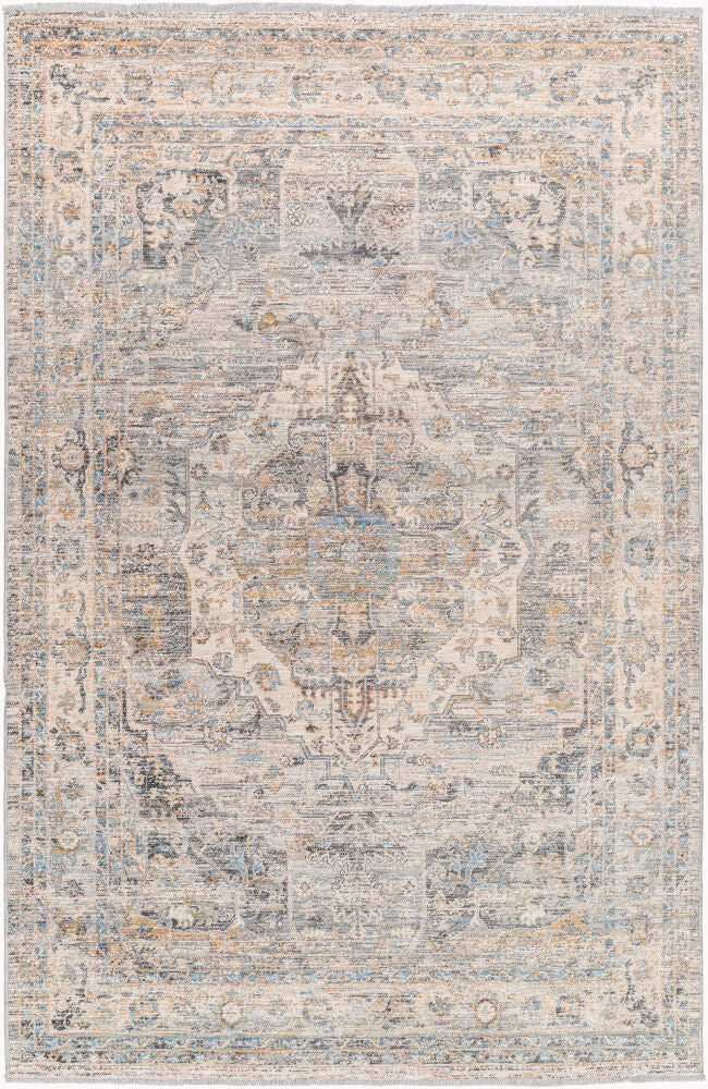 Chicago Machine Woven Rug — Blue/Charcoal
