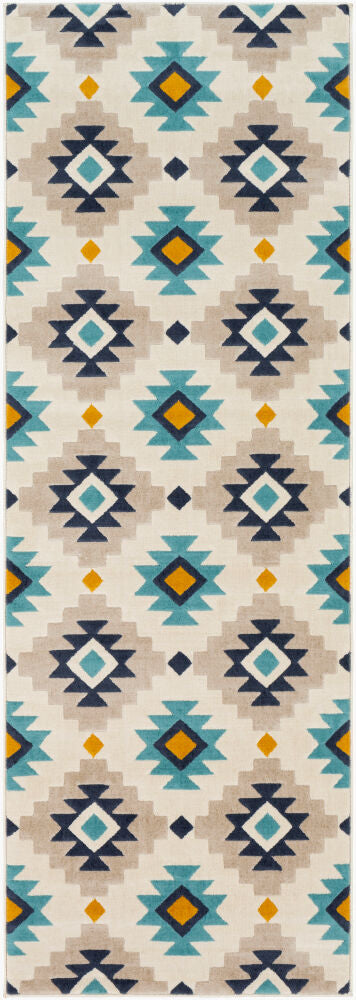 City Machine Woven Rug — Aqua/Charcoal