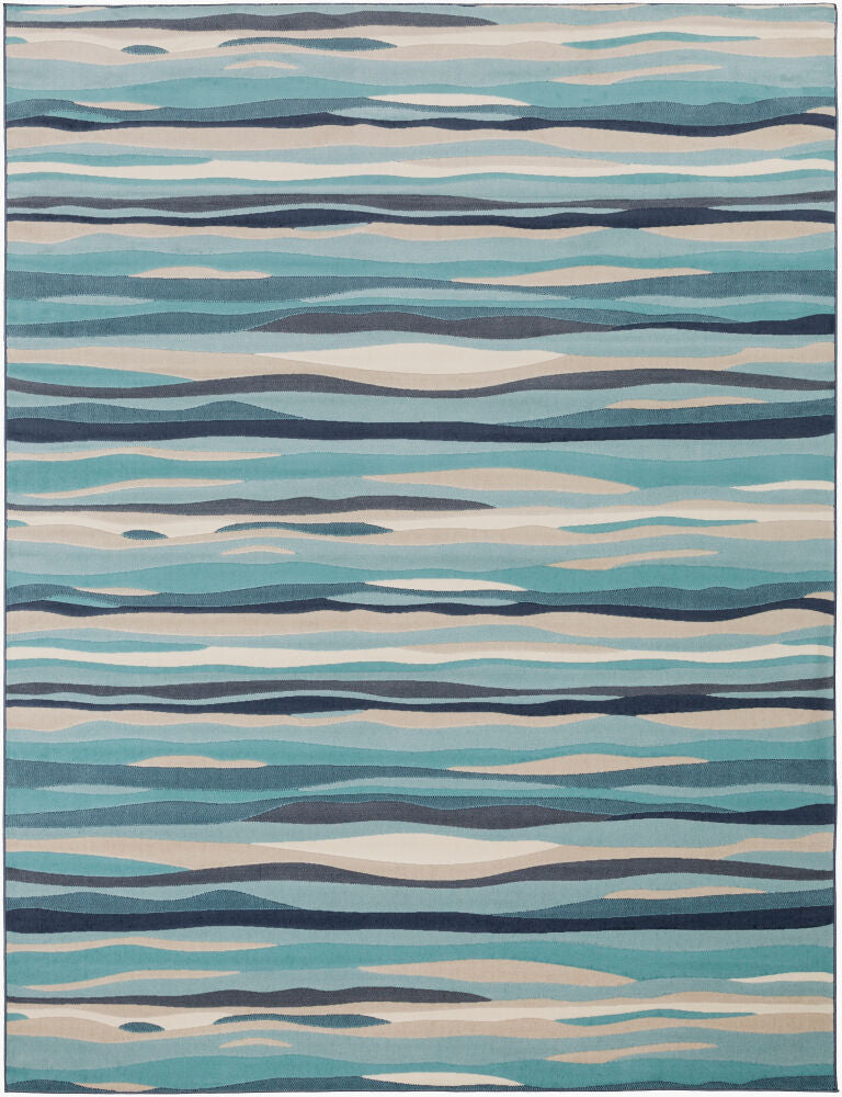 City Machine Woven Rug — Aqua/Charcoal