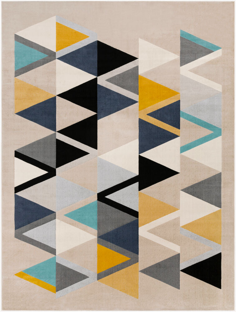 City Machine Woven Rug — Aqua/Black