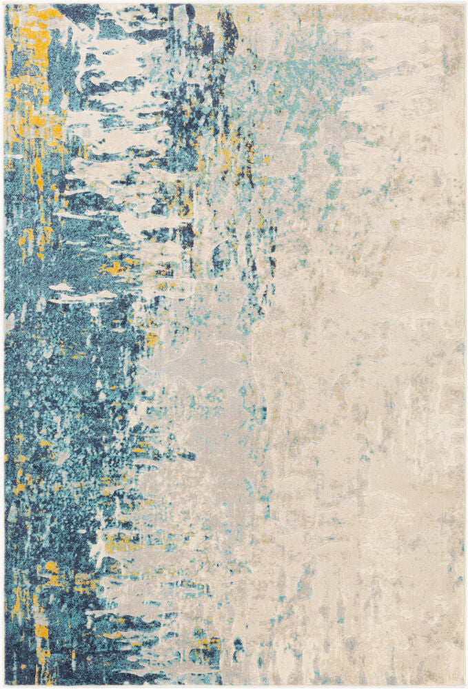 City Machine Woven Rug — Aqua/Charcoal