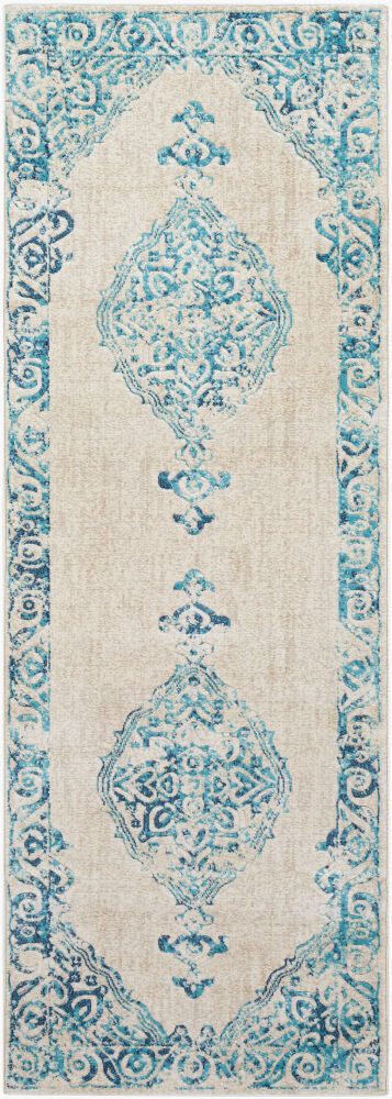 City Machine Woven Rug — Aqua/Charcoal