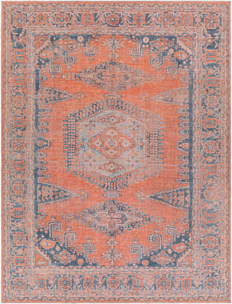 Colin Machine Woven Rug — Blue/Burnt Orange