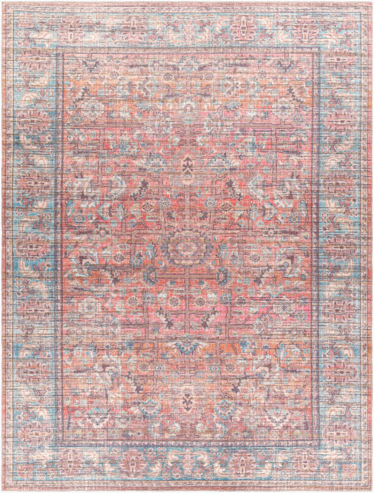 Cobb Machine Woven Rug — Black/Coral