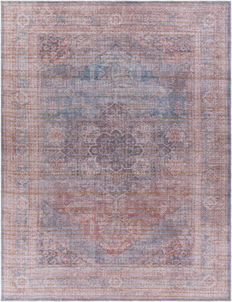 Cobb Machine Woven Rug — Burgandy/Dark Blue