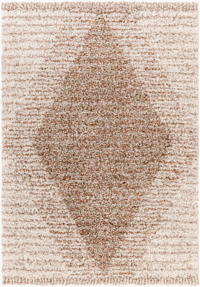 Capella Shag Machine Woven Rug — Burnt Orange/Ivory