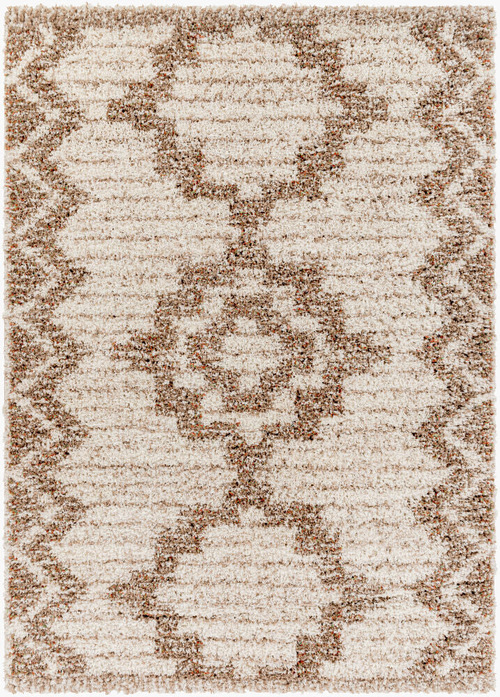 Capella Shag Machine Woven Rug — Beige/Burnt Orange