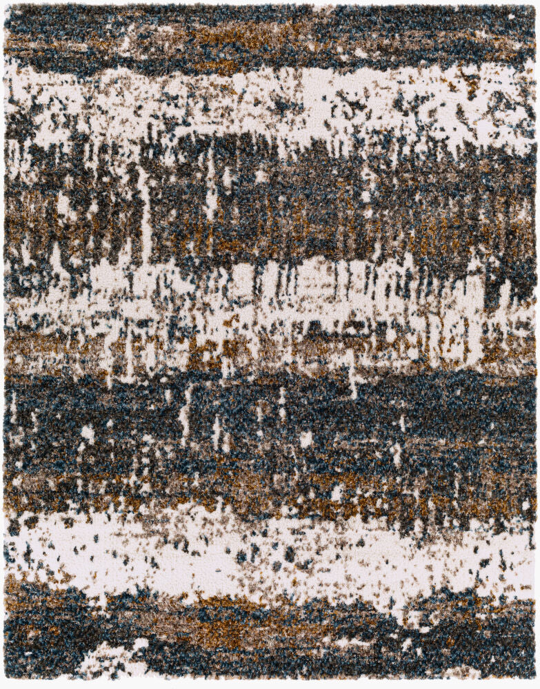 Celestial Shag Machine Woven Rug — Cream/Dark Blue