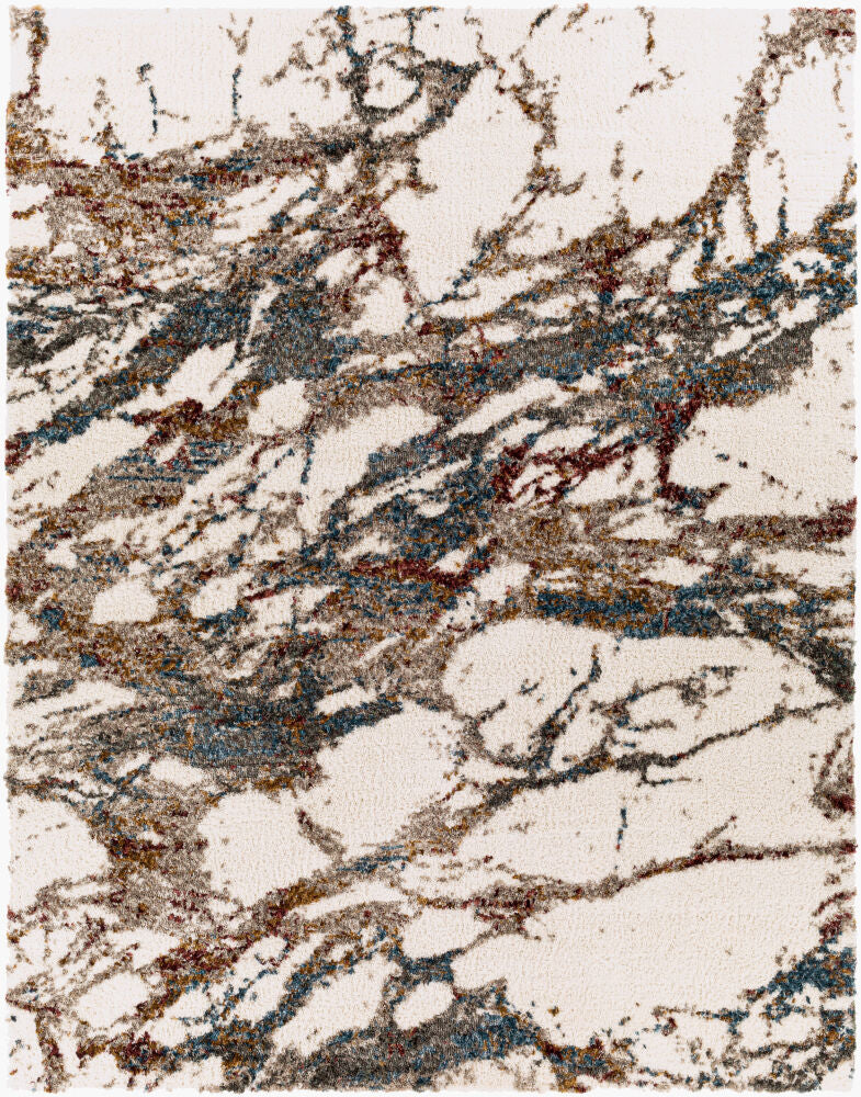 Celestial Shag Machine Woven Rug — Burgandy/Cream