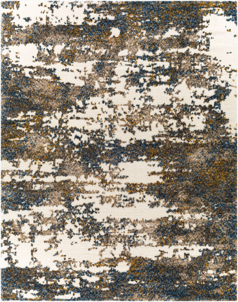 Celestial Shag Machine Woven Rug — Cream/Dark Blue