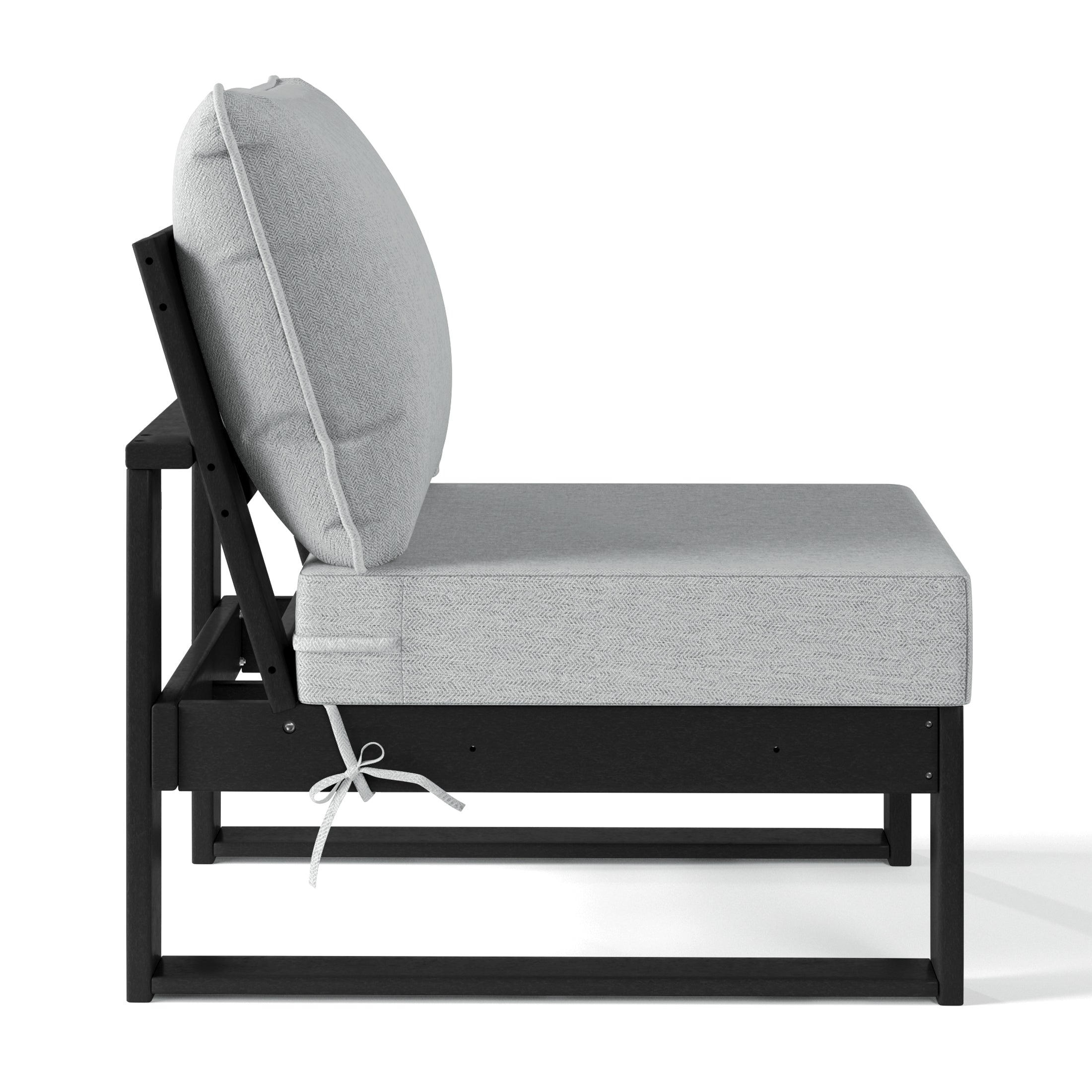 Signature All-Weather Outdoor Modular Deep Seating Cushioned Side Chair (Center Sectional Seat) Black Light Gray Seahawk Designs Patio Chairs