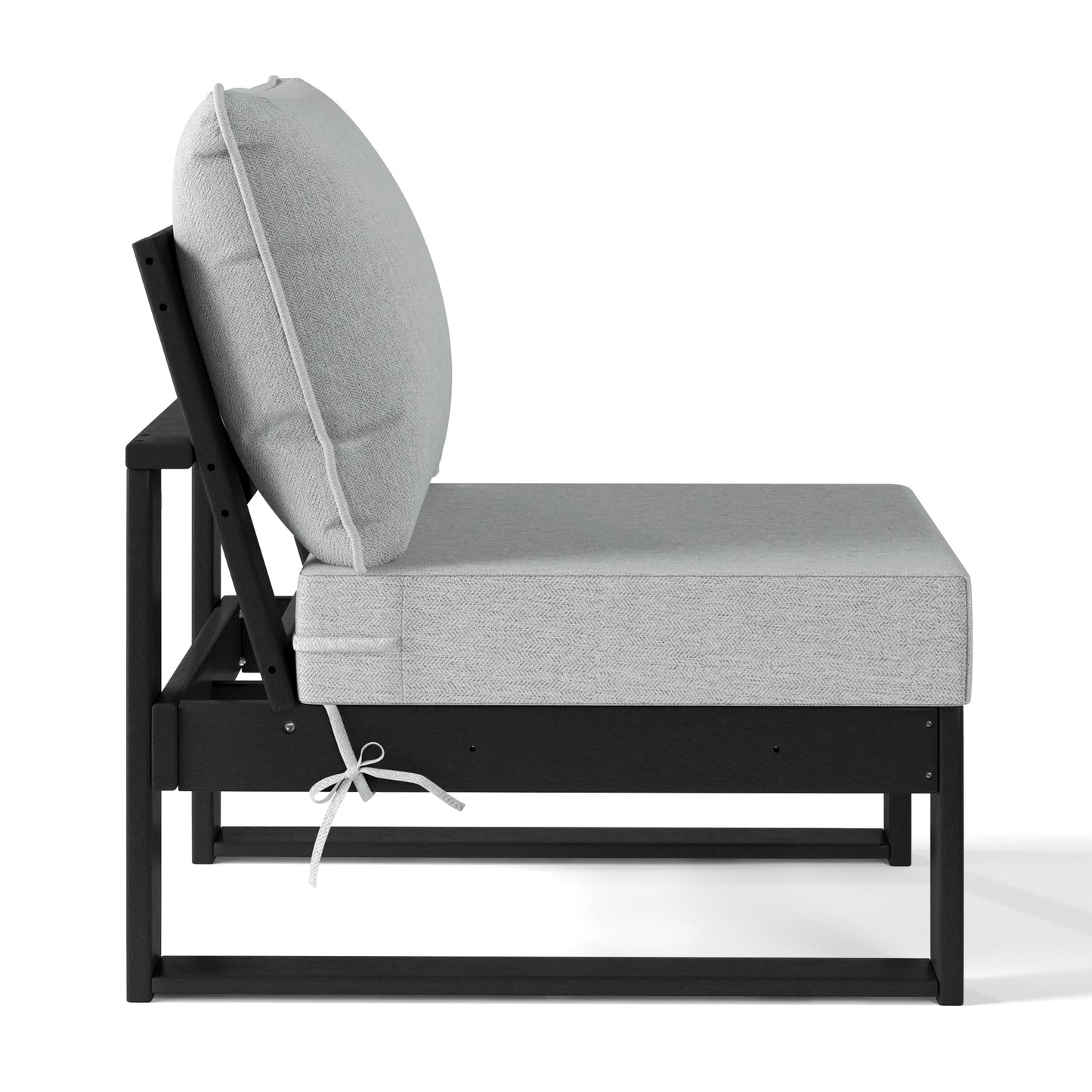 Signature All-Weather Outdoor Modular Deep Seating Cushioned Side Chair (Center Sectional Seat) Black Light Gray Seahawk Designs Patio Chairs