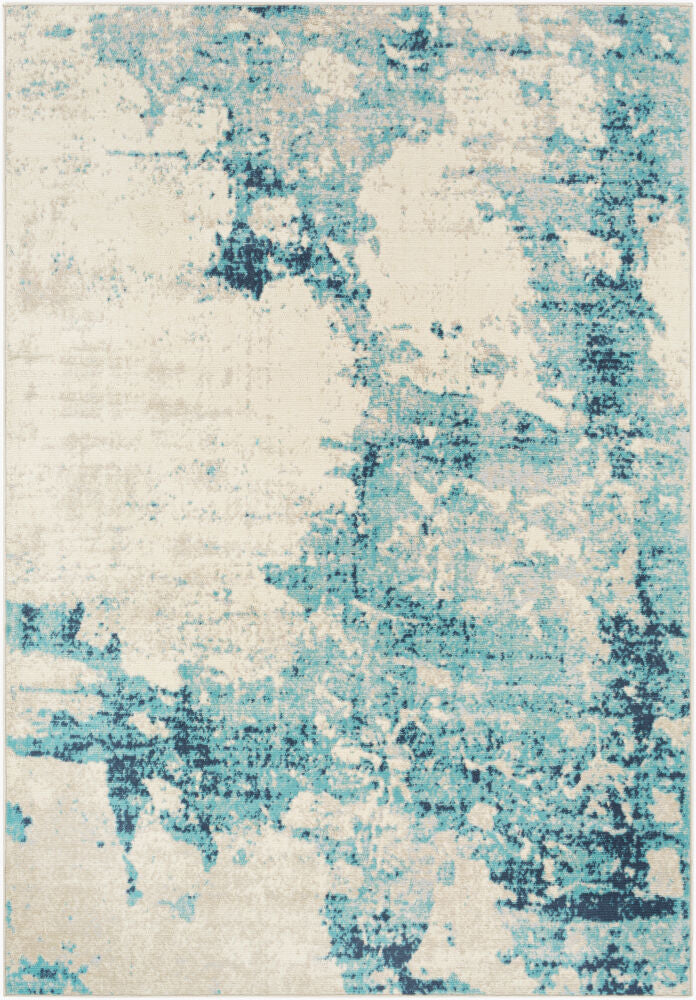 City Light Machine Woven Rug — Aqua/Light Slate
