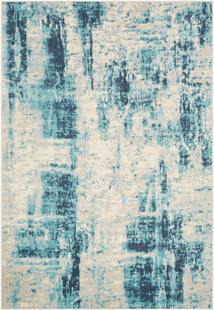 City Light Machine Woven Rug — Aqua/Light Slate