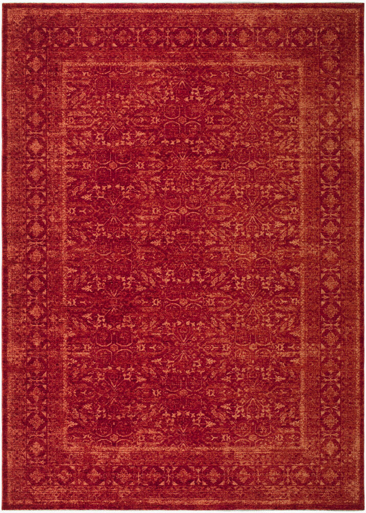 Cyrus Machine Woven Rug — Burgandy/Rust